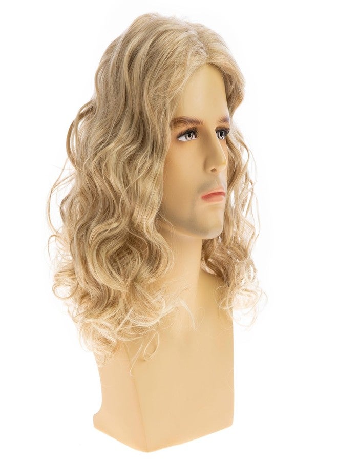 Wiwige Mens Wig Long Curly Wavy Blonde Wig for Males Halloween Cosplay Costume Synthetic Replacement Wigs - Image 2